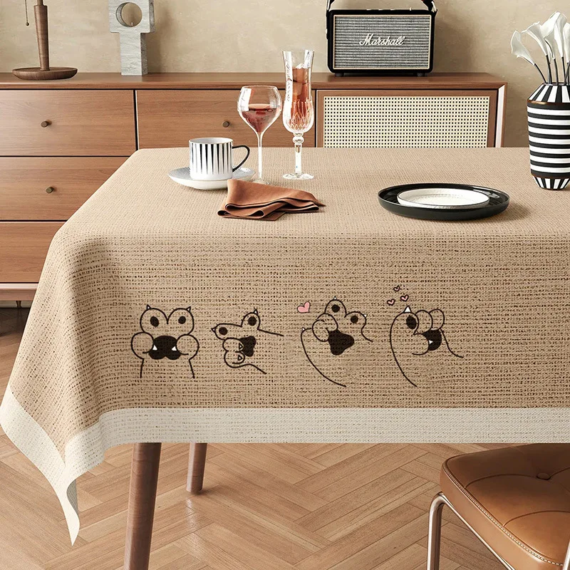 Wabi Sabi Style Tablecloth Waterproof Oil Resistant Non Washable and Heat-resistant Dining Table and Tablecloth Light Luxury