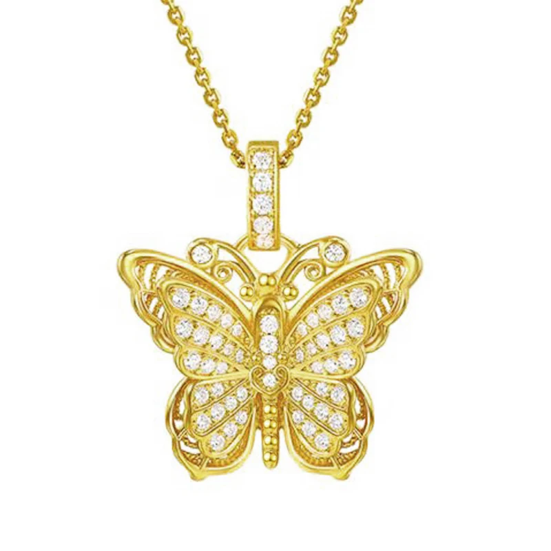 Huitan فراشة على شكل الجمالية المرأة قلادة قلادة مطعمة مشرق تشيكوسلوفاكيا أنيقة اكسسوارات حفلات الزفاف العصرية مجوهرات أنيقة #5