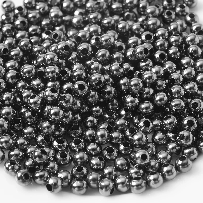 20-1000Pcs 2/3/4/6/8/10/12Mm Gold Plated Metal Ccb Round Ball Seed Spacer Loose Beads for Jewelry Making Bracelet Accessories