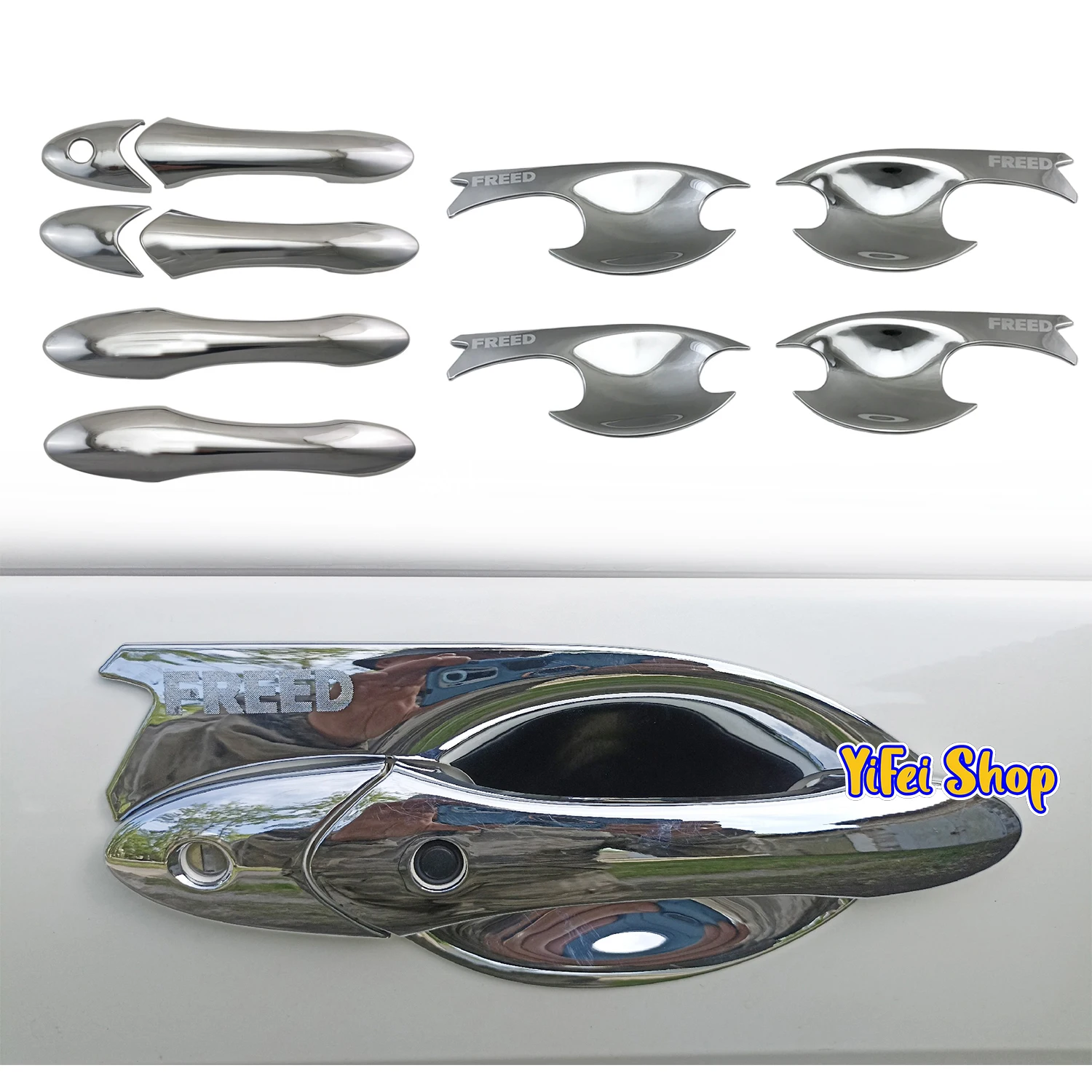 For Honda GB3 GB4 Freed 2008 2010 2012 2013 2016 New Car ABS Chrome Accessories Plated Door Handle Bowl Cover Trim Paste Style