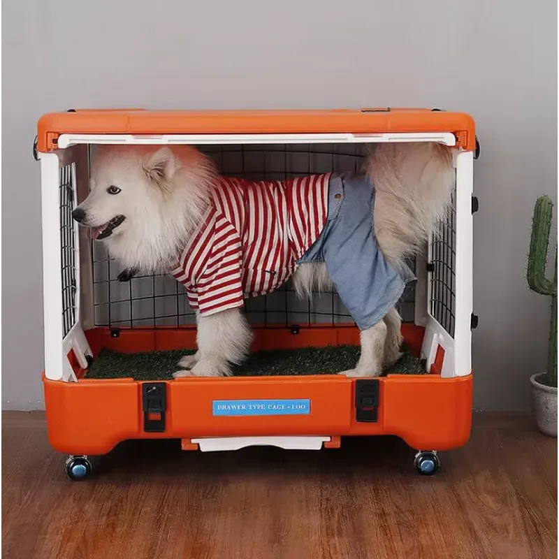 Large Foldable Plastic Dog Cage Luxury Pet Crate Portable Travel Kennel for Big Dogs Durable Wire Mesh House Indoor Outdoor