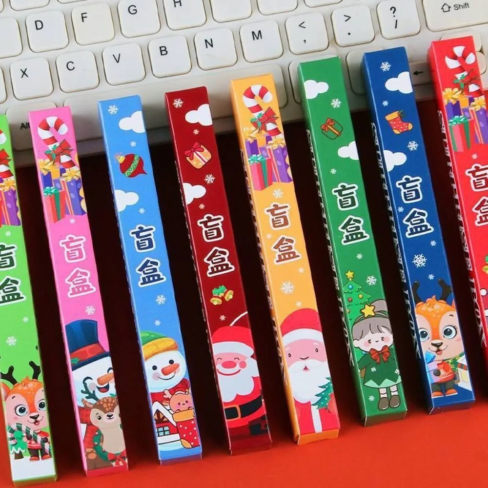 New Cartoon Christmas Blind Box Writing Supplies Press Writing Tool Gel Pen Quick Drying Black Ink Gel Pen Office Accessories