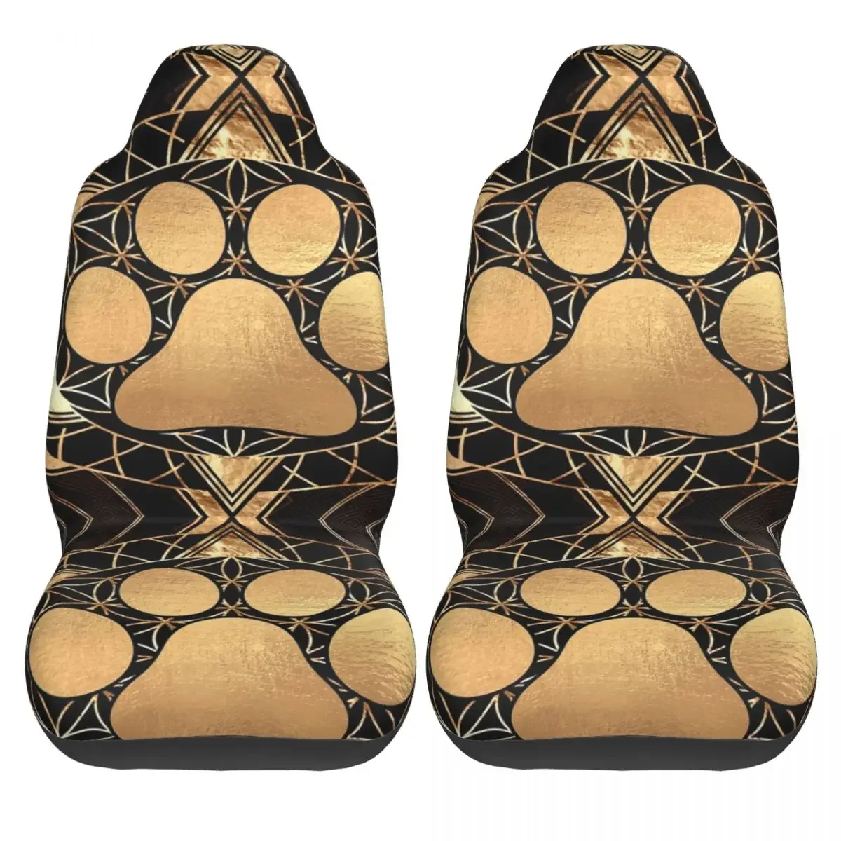 Dog Geometric Vintage Car Seat Cover Custom Printing Universal Front Protector Accessories Cushion Set