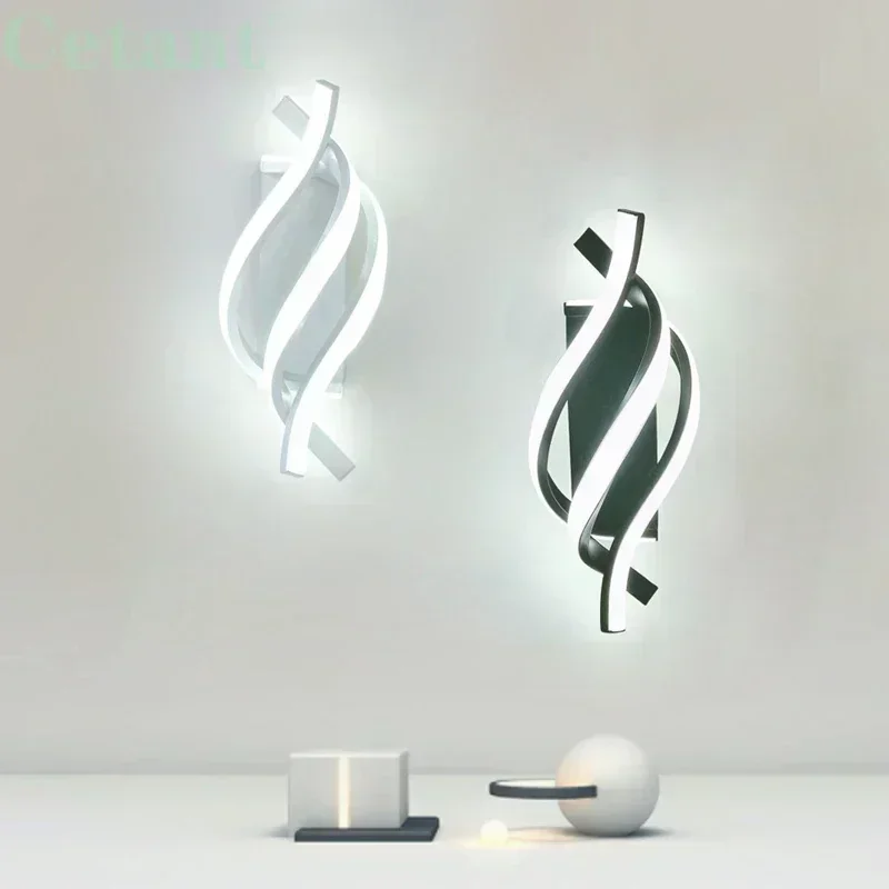 Modern LED Wall Lamp led Home Decor Wall Sconce For Bedroom Bedside Corridor Living Room Backgroud Black White Lighting Lustre