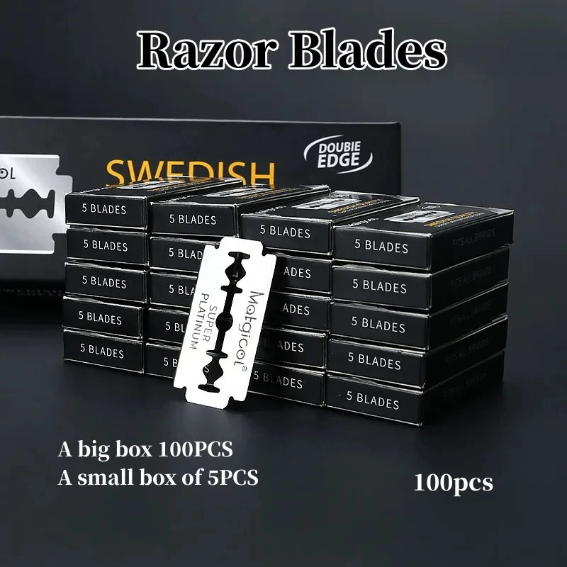 Cuchillas de afeitar de doble filo para hombre, herramienta de afeitado de acero inoxidable, 5/10/100 Uds.