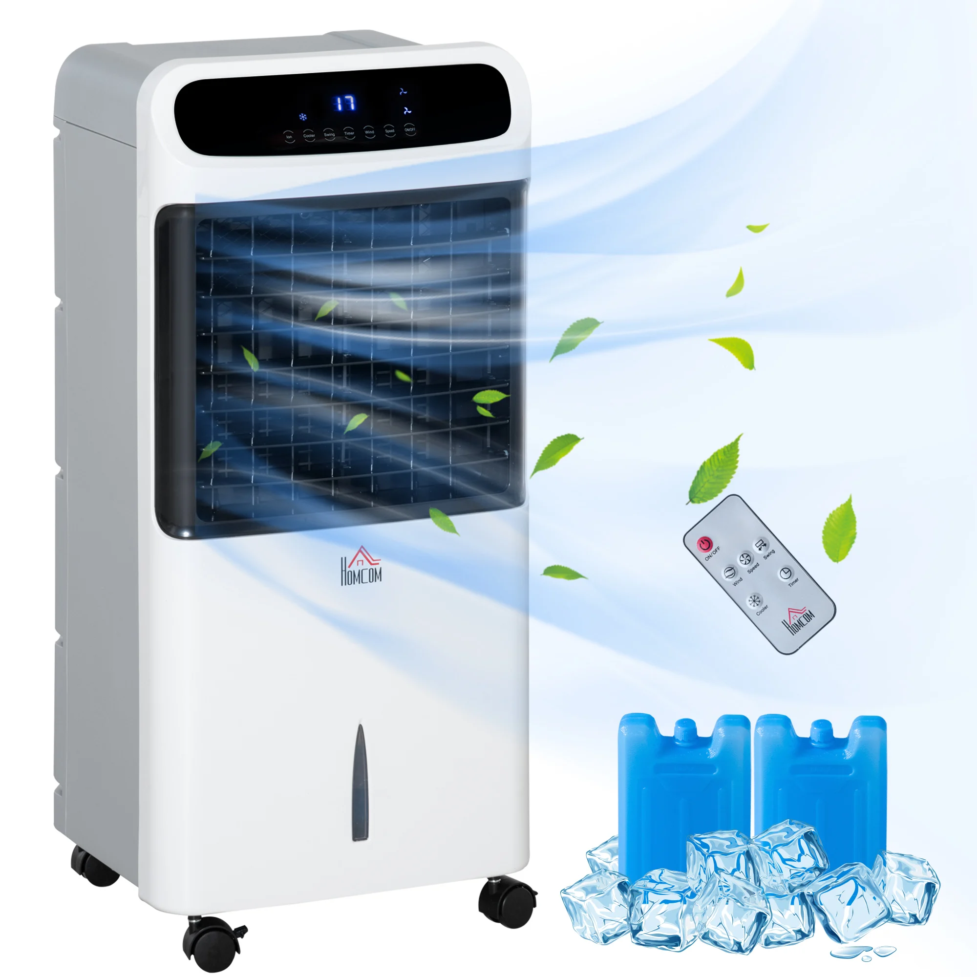 

32-дюймовый мобильный испарительный охладитель воздуха, 3-в-1: вентилятор с ледяным охлаждением, кондиционер, увлажнитель воздуха с пультом ДУ, таймером и функцией осцилляции