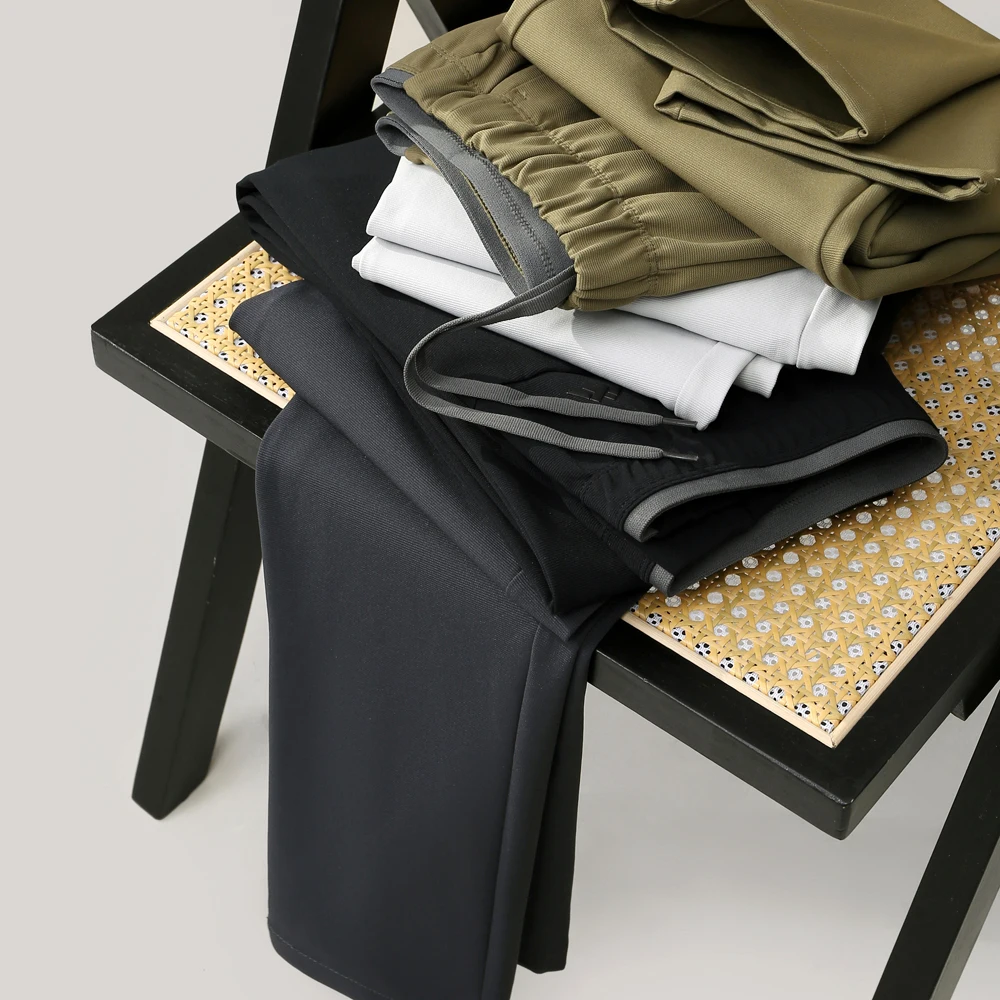  Italian Men's 3D Tailored Breathable Spor Casual Pants Faionable Urban Straight Leg Long Trousers for Youth