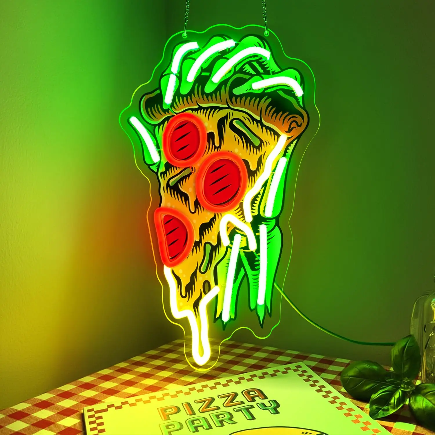 Pizza Neon Sign for Wall Decor Dimmable Pizza LED Neon Light LED Wall Art for Kitchen, Dining Room, Bar, Man Cave Pizza Lovers