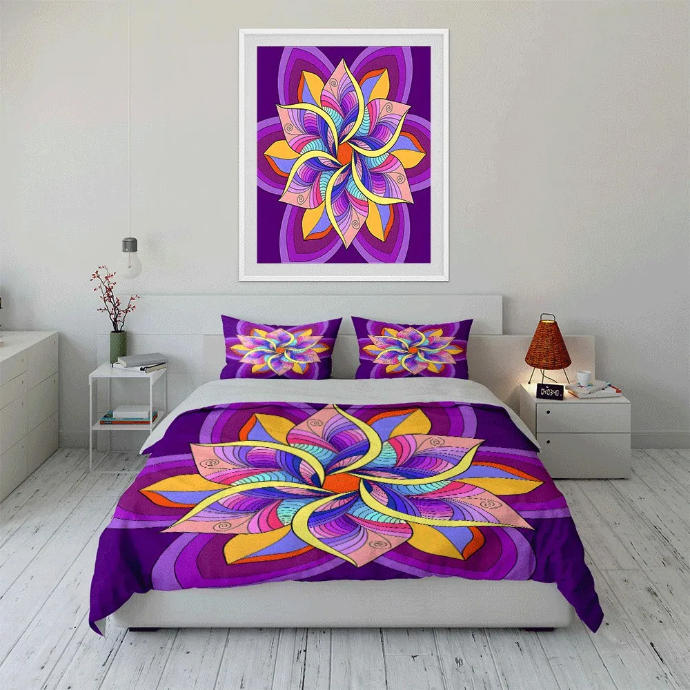 Colorful Mandala Set for Relaxation Exquisite three-piece bedding set gift for kids and adults