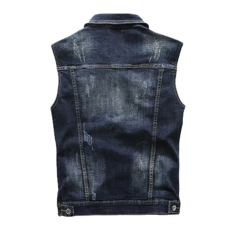 New Men Denim Waistcoats Vests Sleeveless Jackets Stretch Classic Denim Coats Vests Fashion Male Cotton Slim Jeans Waistcoats 5