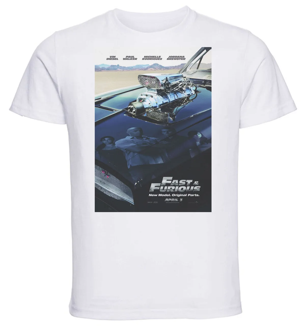 T-shirt Unisex White Playbill Film Fast Furious 4