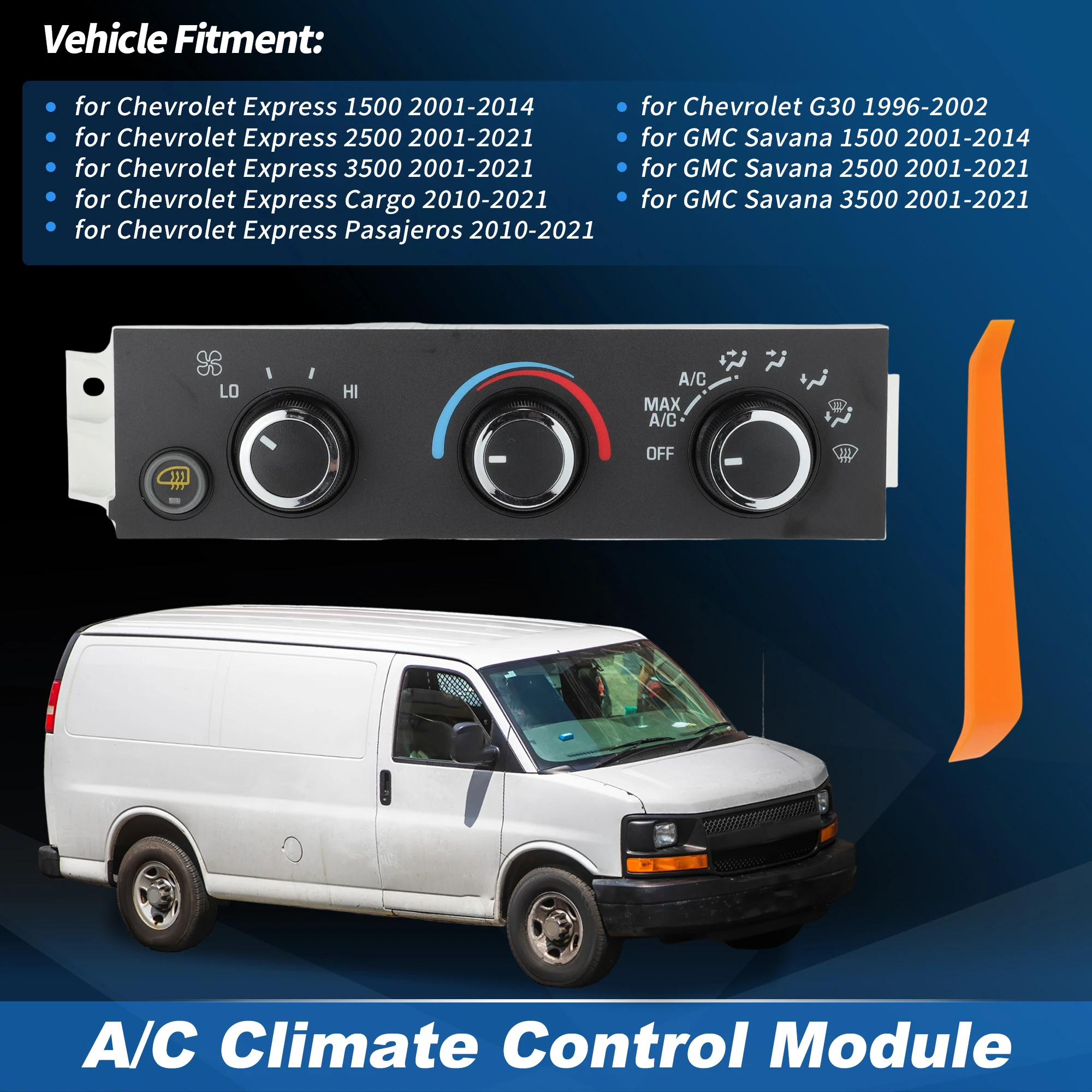 

599-294 Панель модуля переключателя климат-контроля обогревателя для Chevrolet Express 1500 2001-14 для GMC Savana 1500 2001-2014 15773677