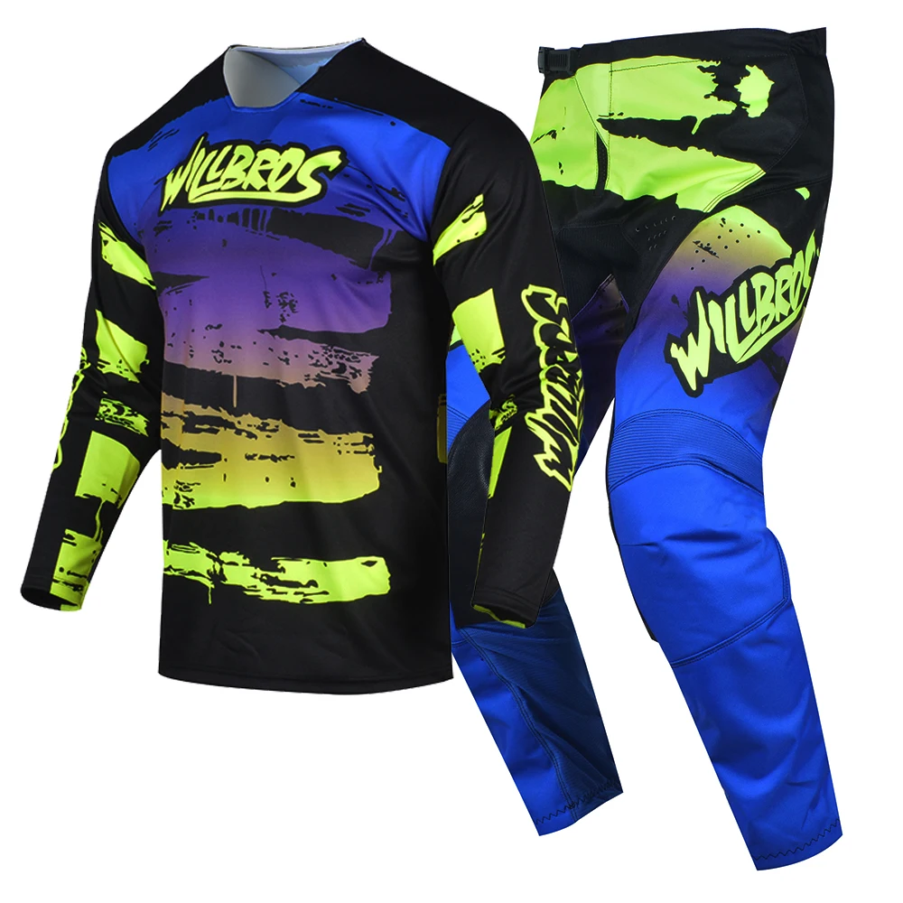 Jersey Pants Combo Motocross Gear Set MX BMX Dirt Bike Outfit Willbros Enduro Suit Race Off-road ATV UTV MTB Orange Kits Men