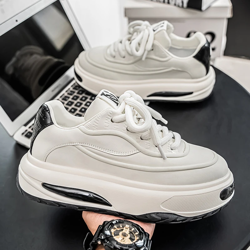 Spring Men Casual Shoes Fashion Mixed Colour Chunky Anti Skid Sports Sneakers Thick Sole Comfortable Breathable Mesh Footwear 44