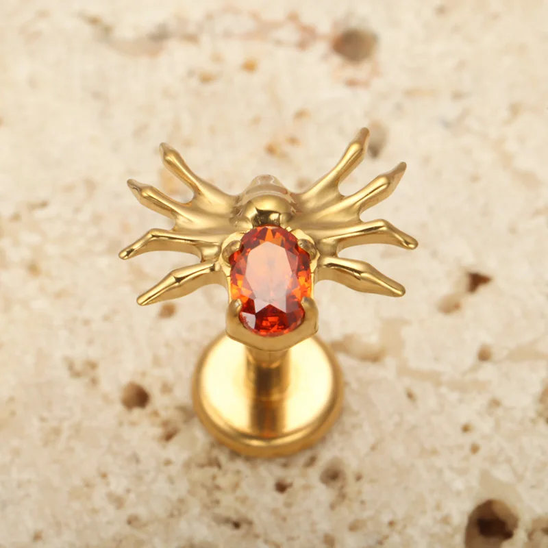 F136 TItanium Punk Spider Piercing Internal Thread Implant Grade Anodized Nose Lip Flat Helix Earrings 2026 New Gothic Piercing