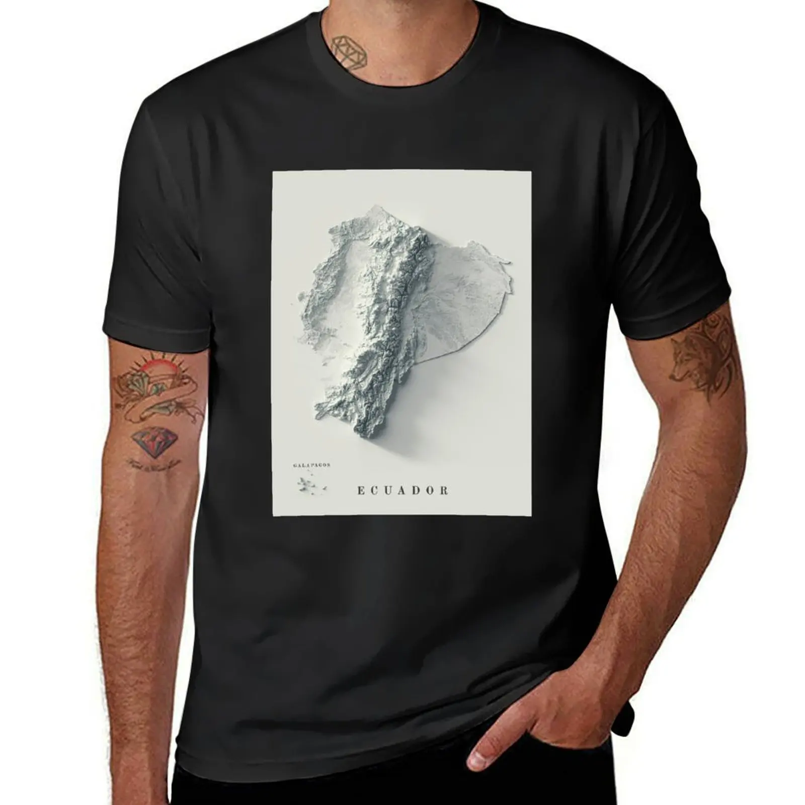 

Ecuador Shaded Relief 3D Map digitally-rendered T-Shirt animal prinfor boys tshirts for men