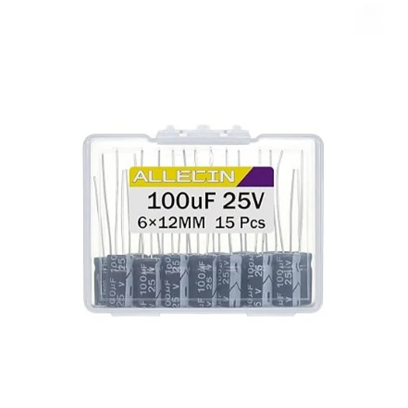 

100uF 25V 6x12mm Electrolytic Capacitor 100 UF MFD 25 Volt 0.24x0.47in Aluminum Capacitors (Pack of 15)