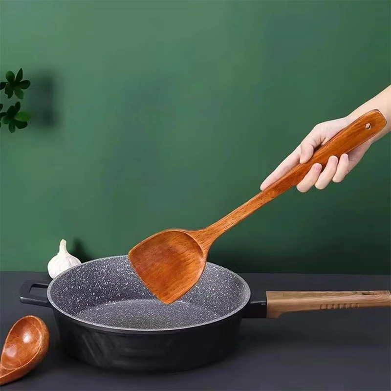 1PC Household Wooden Kitchen Spatula Specific Non Stick Stove Long Handled  That Can Be Hung Cooking Multiple Styles Available