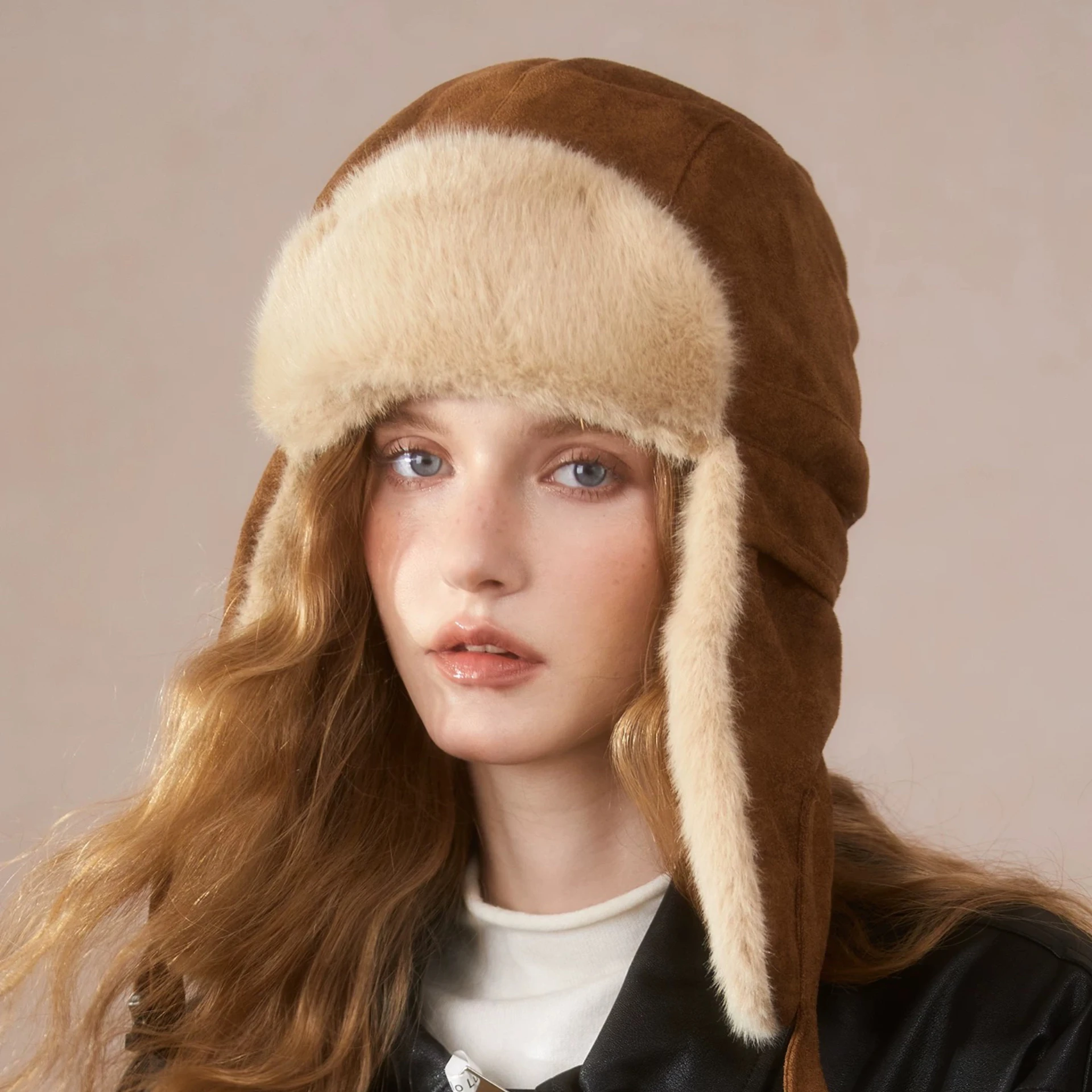 New Bomber Hat Thick Warm Fur Winter Cap Ushanka Warm Artifact Earflaps Cap Northeast Pullover Cold Protection Hat