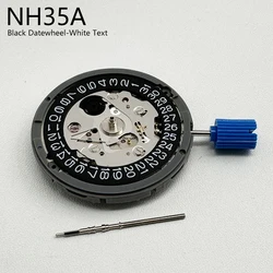 Genuine Black NH35 Automatic Mechanical Movement Modification Watch Mechanism Black 3H Disc NH35A 4R35B 24 Jewels Tmi Version