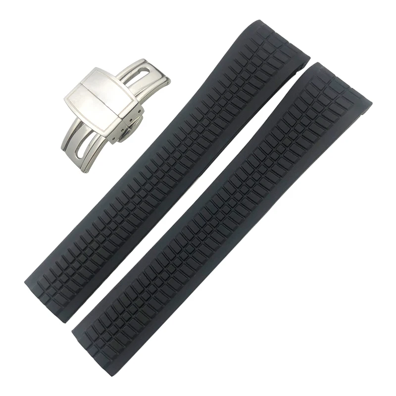 for Patek 5167/5164 PP Philippe 21mm Rubber Watchband Replacement Aquanaut Folding Buckle Silicone Watch Strap Metal Pin