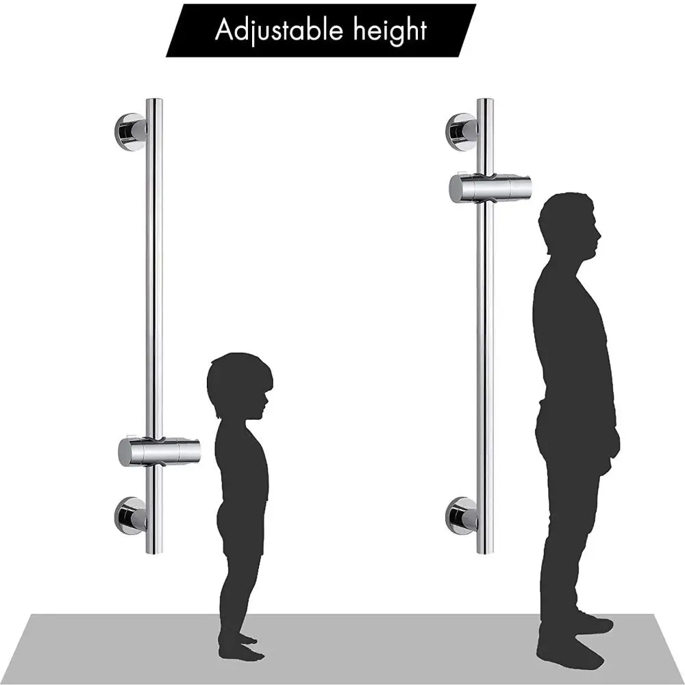 Strong Adhesive Backing Punch-Free Shower Head Bracket Adjustable Angle Design Smooth Edges Adjustable Wall Mounted Holder