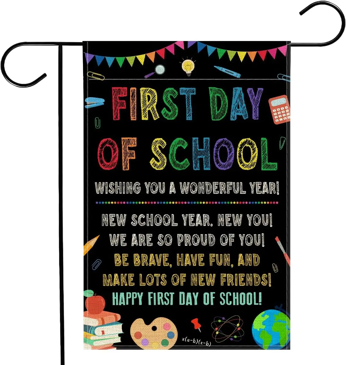 First Day of School Garden Flag 12x18 Inches - Classroom Flags Double Sided for Outside Yard 1st Day of Preschool Kindergart uui