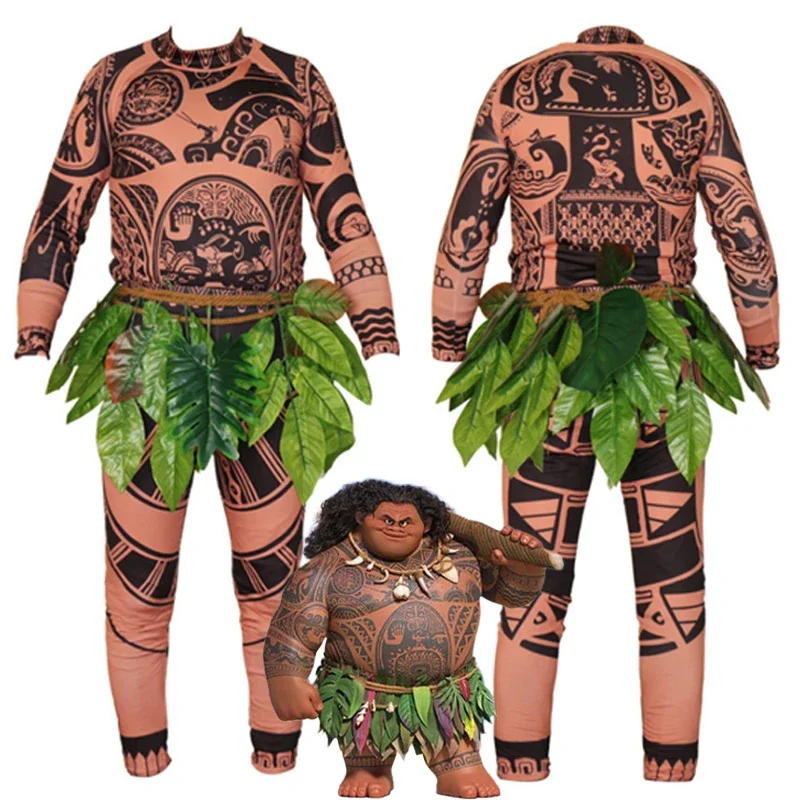 Cosplay Moana Maui Tattoo T-Shirt/Hose Halloween Erwachsene Herren Frauen Cosplay Kostüme Neuheit Vater und Sohn Rollenspiel Outfit Geschenk