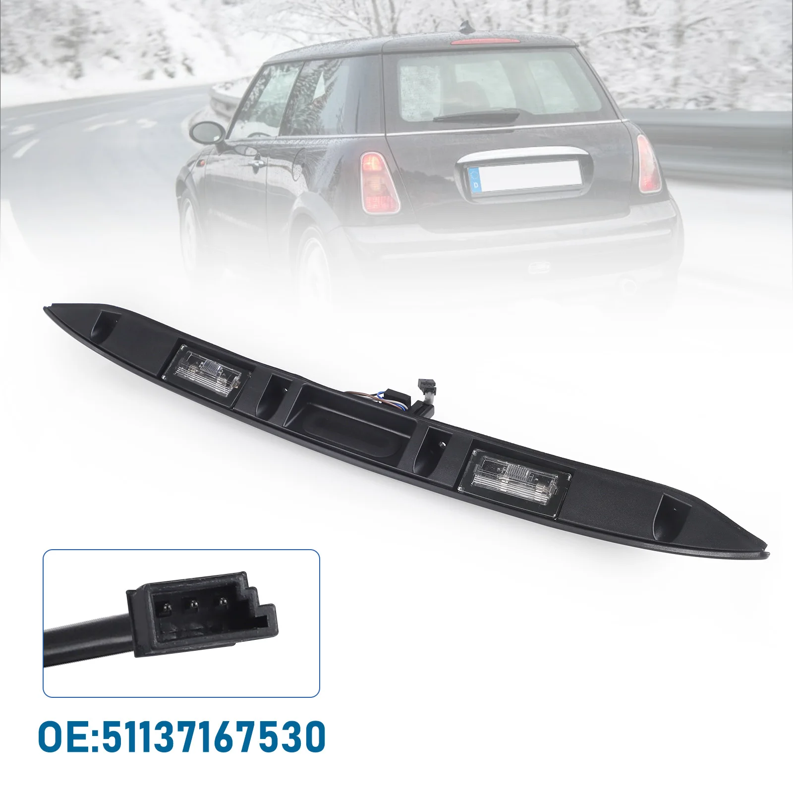

51137167530 Rear Trunk Handle Tailgate for BMW Mini R50 R53 R52 2002-2008 Trunk Liftgate Hatch Pull Handle with Lamp Replace