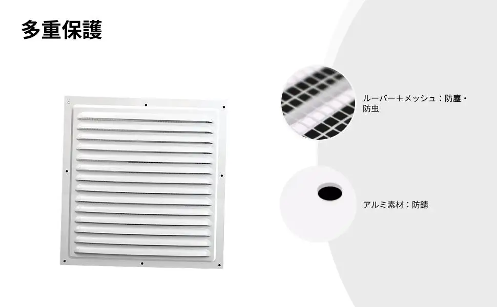 2x Square Ventilation Grille Made of Aluminum Alloy, Return Grille, Air Outlet Cover with Fine Mesh, Quick Installation for