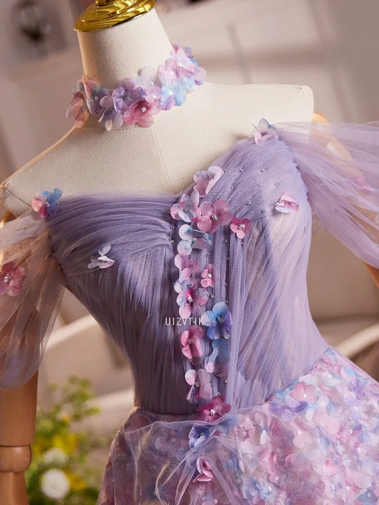 

Elegant 3D Butterfly Evening Party Dresses Princess Ball Gown Women Sweet Off Shoulder Wedding Dress Customized Formal Prom Gown