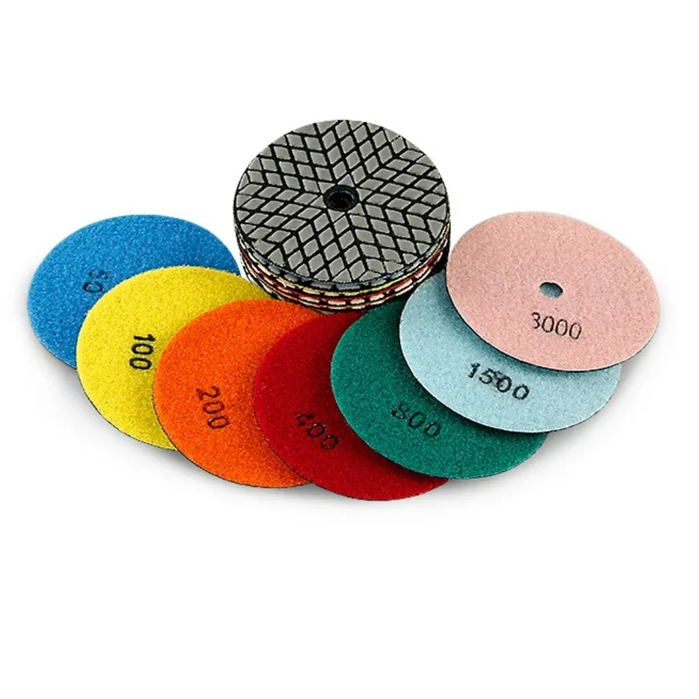 4 Inch 100mm Diamond Polishing Pad Dry Granite Stone Disc For Concrete Marble Stone 50 100 200 400 800 1500 3000 Grit Power Tool