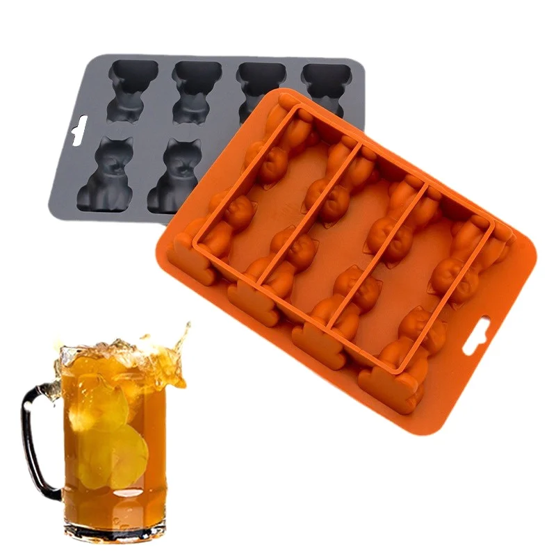 Stampo per cubetti di ghiaccio 3D Cat, macchina per Hockey su ghiaccio in Silicone facile da rilasciare, adatto per bevande fredde, whisky e cocktail, senza BPA