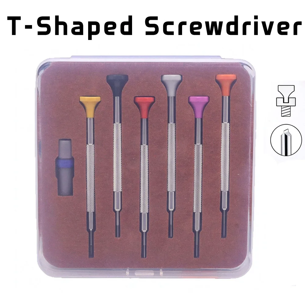 Precision T-shaped Watch Screwdriver Set 6pcs 0.8-1.8mm T Type Screwdrivers Kit for Watches Eyeglasses Repair Watchmaker Tools