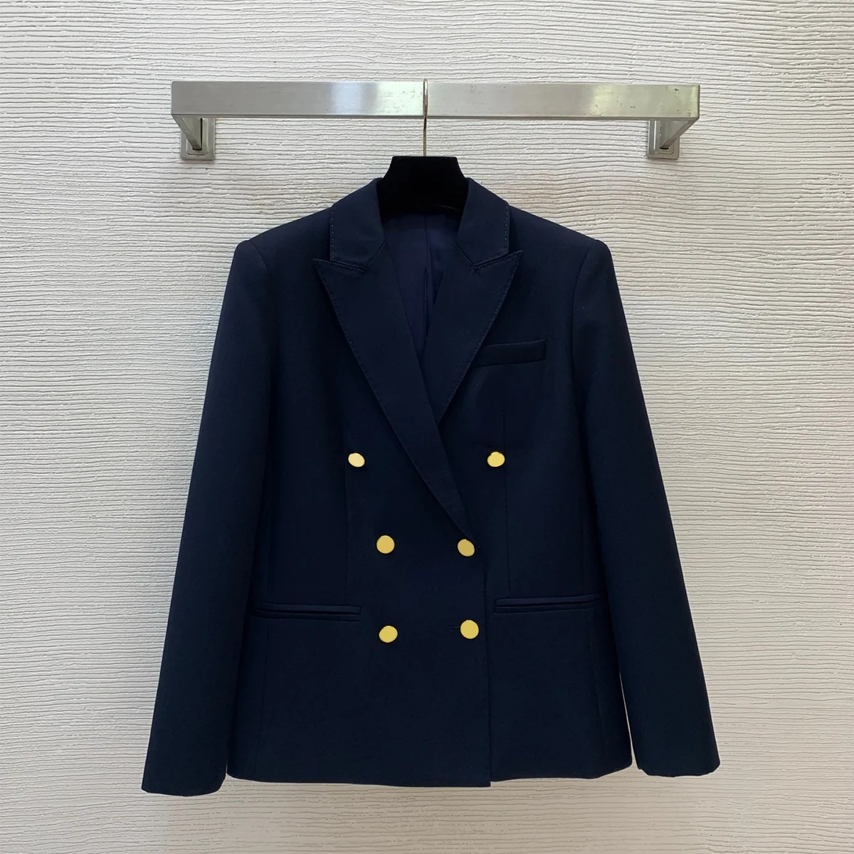 2026 high-quality women's spring and autumn Tibetan blue double breasted suit26100926
