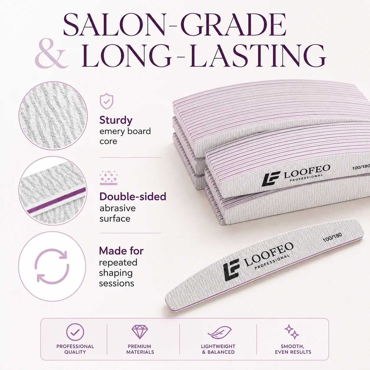 10 teile/los Nagel feilen puffer 100/180 Körnung Halbmond Doppelseite Sandpapier Nagels chleifen Schleif gel Nagellack Nagel Maniküre Werkzeug – Detail 4