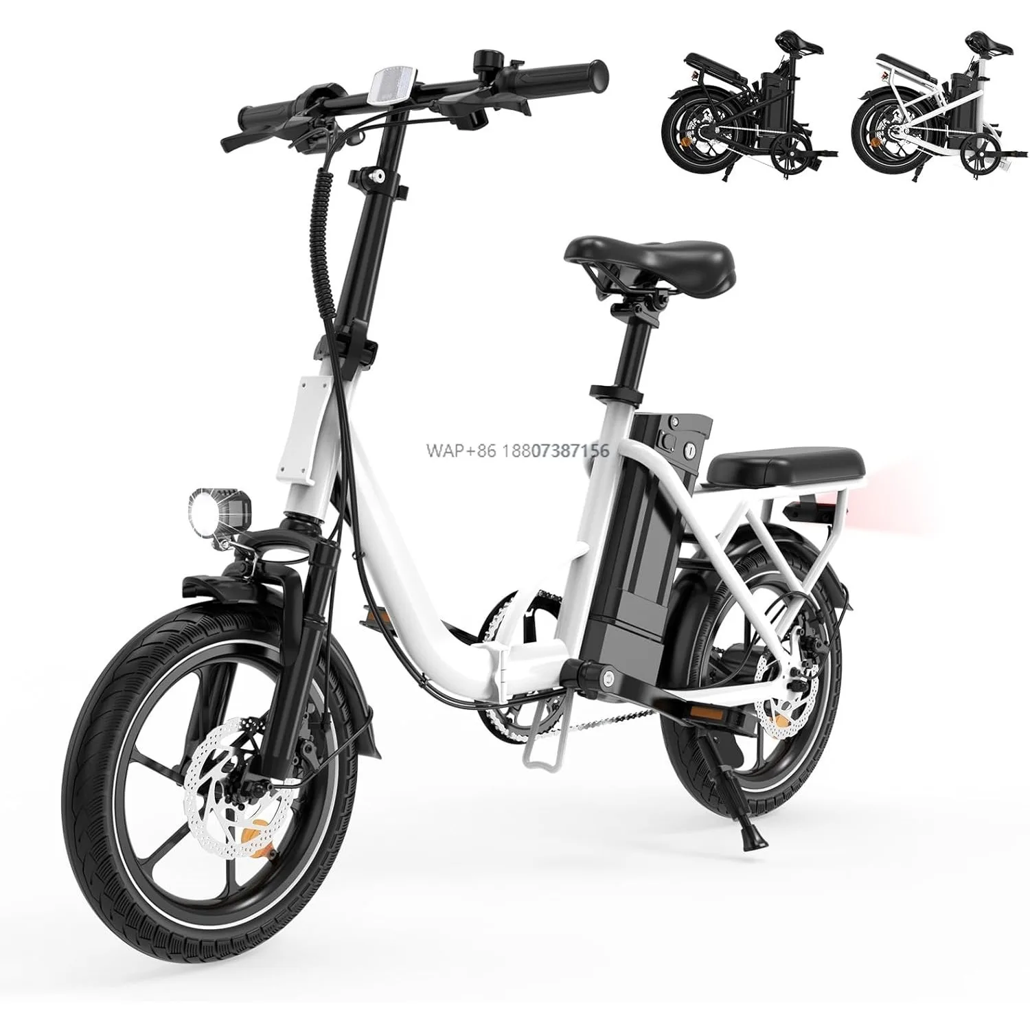 

2-Seat Electric Bike for Adults 630W Peak Motor, 25MPH Folding Ebike, 16" Adults Electric Bicycles with 36V Removeable Battery