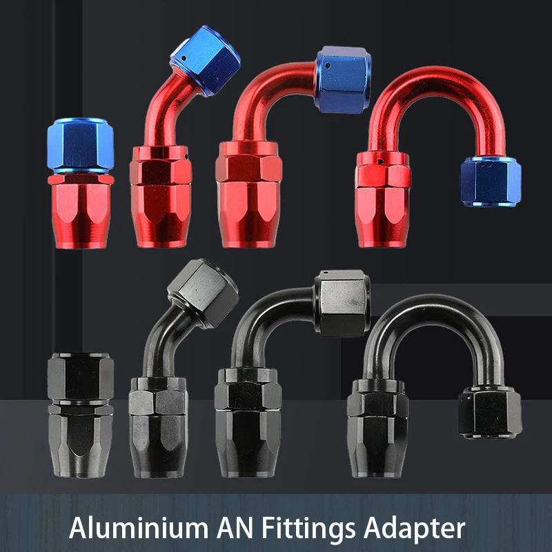 Aluminium AN Fittings Adapter Forged Type Swivel Hose End Oil Fuel Reusable Fitting AN4 6 8 10 12 The Angle 0/45/90/180 Degree