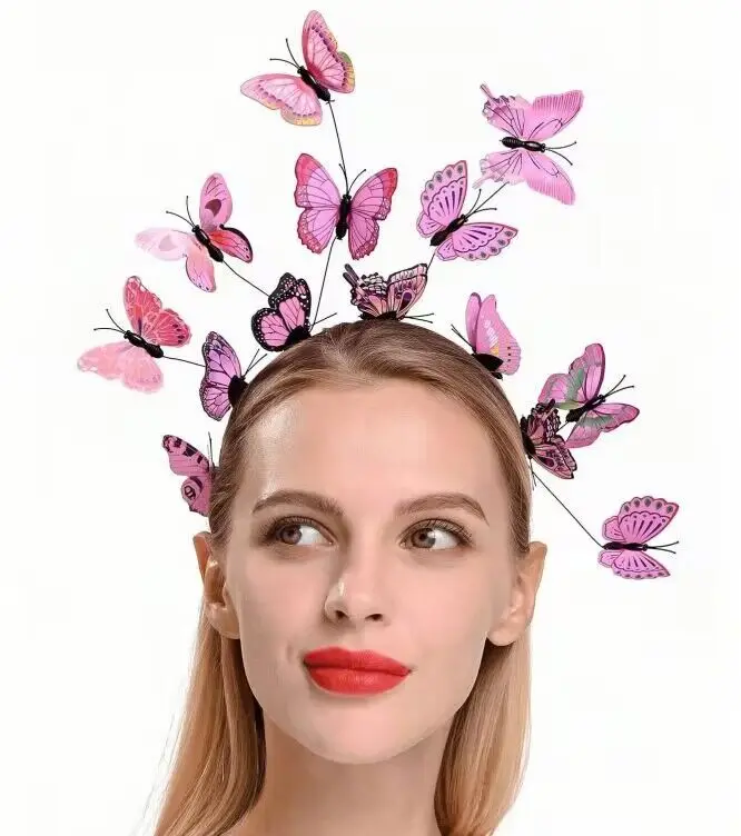 Beautiful Butterfly Headband for Women Fairy Garland Headdress Simulation Hair Accessories Props for Bride, Performances, Photos