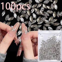 100pcs Super Sparkling Horse Eye Zircon Nail Charms Mini Ice Translucent Flatback Spirit Snake Design Luxury Nail Art Rhineston