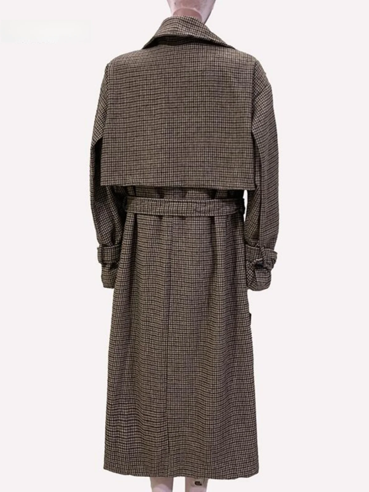 Nerazzurri Women's Long Oversize Plaid Woolen Coat Autumn Winter Loose Fit High End Feel Commute Style Polyester Fiber