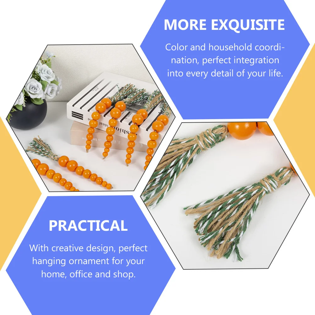

4Pcs Easter Wooden Beads Tassel String Hanging Ornament Beaded Garland for Decoration Easter Beads String
