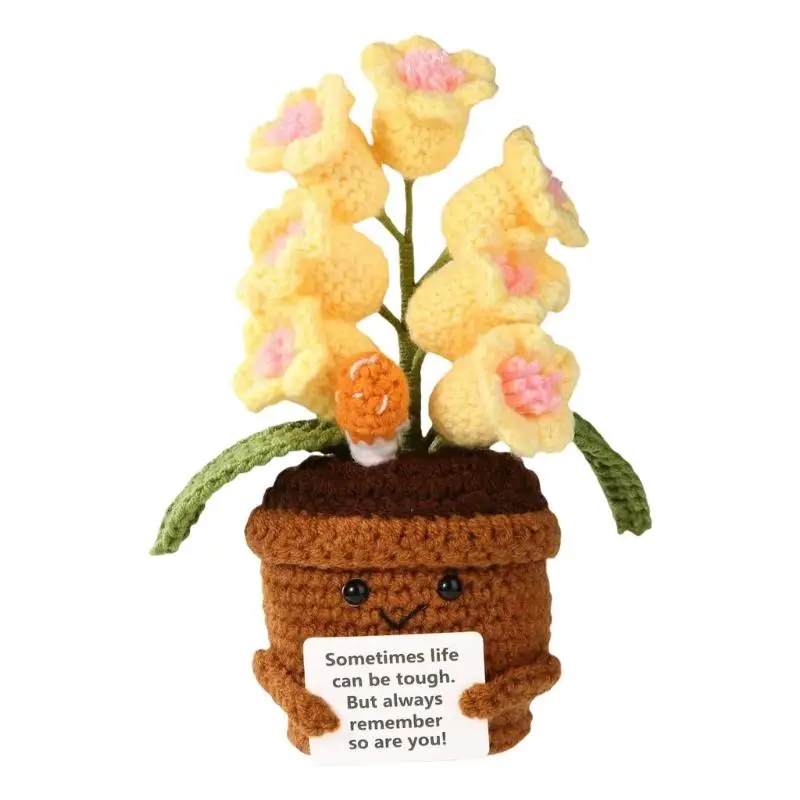 

E8BD Positive Crochet Flower Crochet Plant Positive Flower Gift