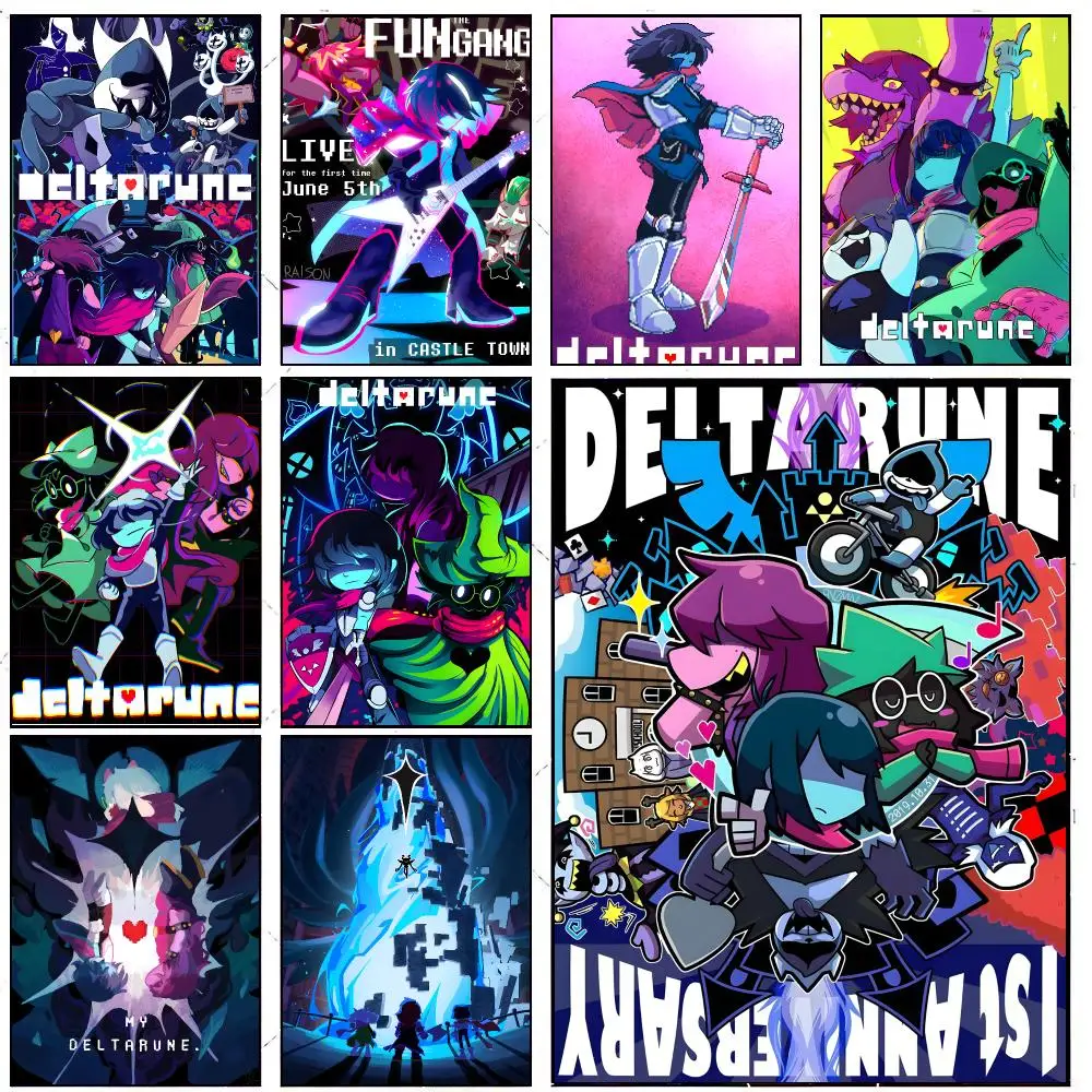 G-Game D-Deltarune Poster Retro HD Art Sticky Wall Waterproof Home Living Room Bedroom Bar Aesthetic Decoration