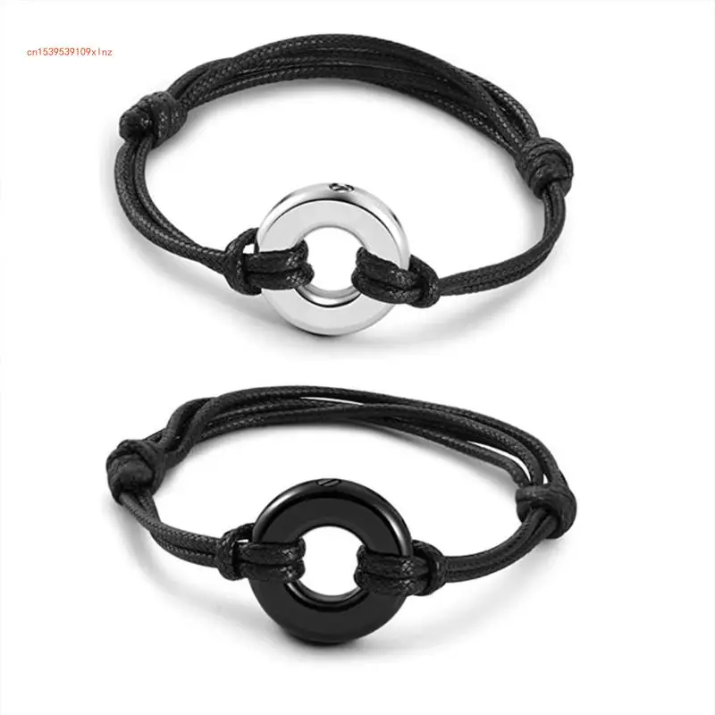 Adjustable PU Leather Rope Memorial Bracelet Cremation Ashes Holder Handchain