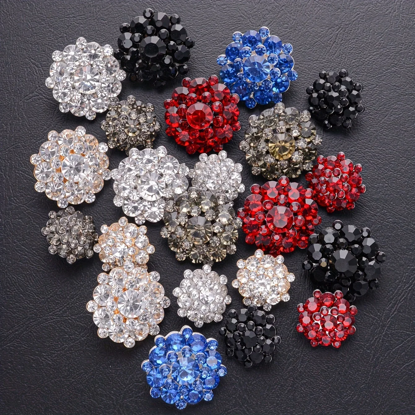 

10Pcs/lot Exquisite double-layer diamond studded metal buttons sweater coat clothing decoration hand sewn buttons N802