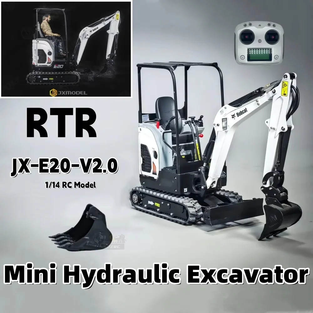 

Гидравлический мини-экскаватор RTR, металлическая модель JX-E20-V2.0, игрушка для 1/14 Tamiya RC, гусеничный автомобиль с дистанционным управлением, настольная модель ​