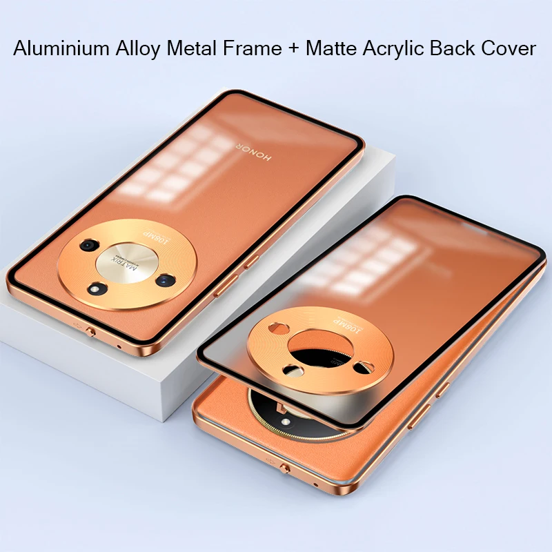 

Aluminium Alloy Metal Frame Bumper for Honor X50 Case Matte Acrylic Back Cover Camera Lens Protector Case Funda