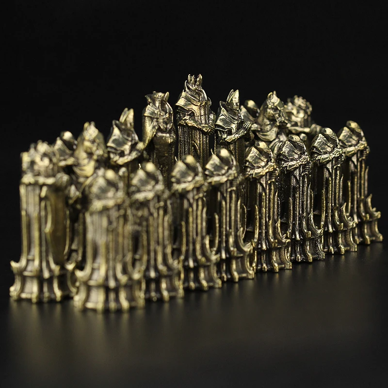 Metal Board Game Pieces Set King Queen Bishop Knight Brass White Copper Action Figures - Miniature Ornament Soldier Accessory