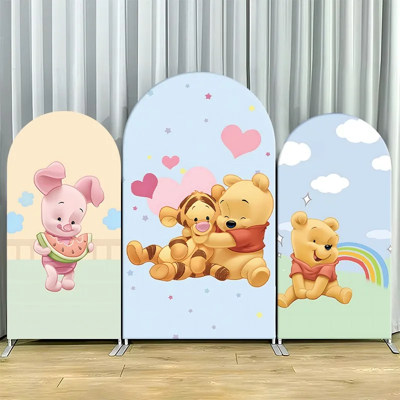 Fondo Plano 2D con Diseño de Winnie the Pooh y sus Amigos, Tela No Elástica de una Sola Capa, Set para Fiesta con Piglet y Tigger